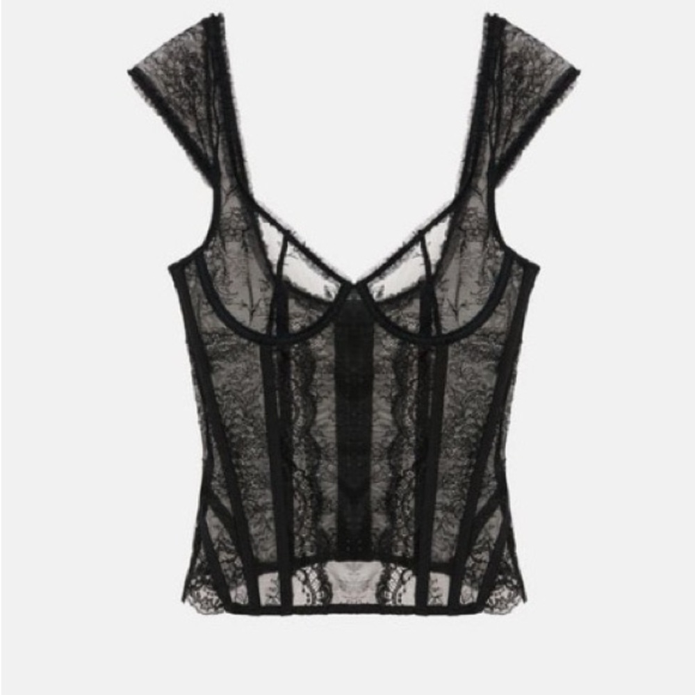 ZARA LACE CORSET LIMITED EDITION BLACK - Picture 1 of 7